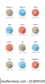 signs of the zodiac flat icons
