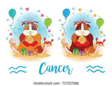 The signs of the zodiac. Guinea pig. Cancer.