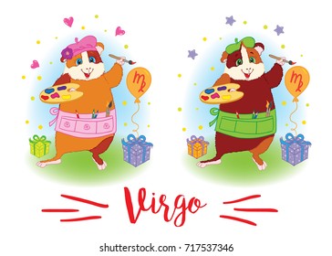 The signs of the zodiac. Guinea pig. Virgo.