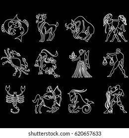 the signs of the zodiac on a black background