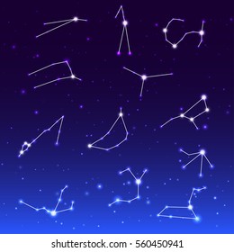 Signs of Zodiac on night sky