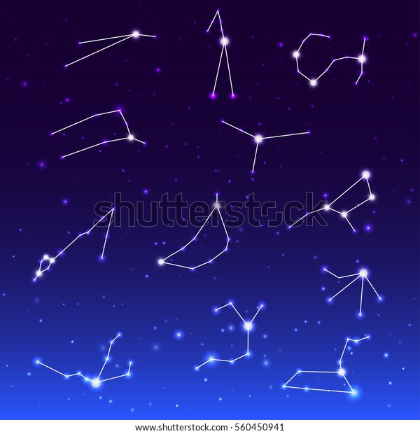 Signs Zodiac On Night Sky Stock Vector Royalty Free 560450941 1493