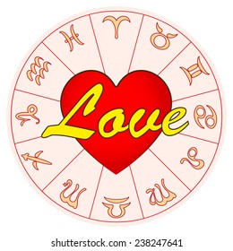 signs of zodiac on Valentine's day, horoscope for love, vector illustration