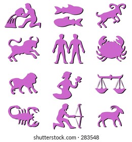 the signs of the zodiac simply drawn, colors can be changed