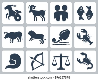 Signs of the zodiac vector icons set