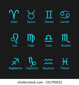 Signs of the zodiac. Vector illustration.