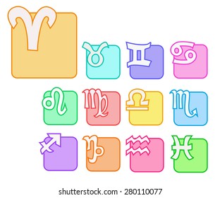 Signs of zodiac vector set.Cartoon style illustration