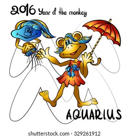 The signs of the zodiac year of the monkey. Aquarius
