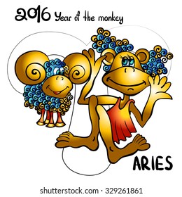 The signs of the zodiac year of the monkey. Aries