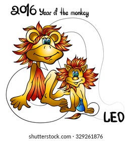 The signs of the zodiac year of the monkey. Leo