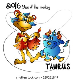 The signs of the zodiac year of the monkey. Taurus