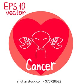 Signs of the zodiac.Cancer. Isolated outline vector EPS10. Astrology.Valentine's Day