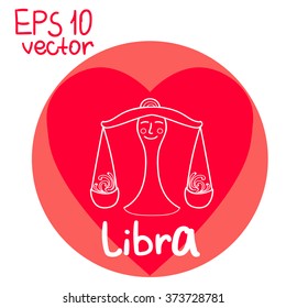 Signs of the zodiac.Libra. Isolated outline vector EPS10. Astrology.Valentine's Day