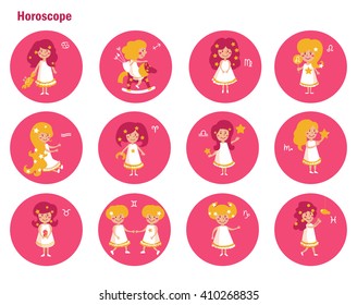 Signs of the zodiac.Vector isolated illustration. Cartoon characters.