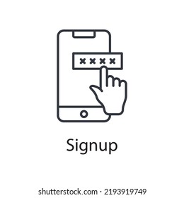 Signup vector outline Icon Design illustration. Miscellaneous Symbol on White background EPS 10 File