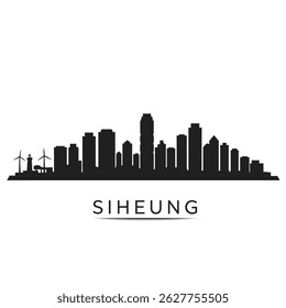 Siheung skyline silhouette with vector, city, and Korea.
