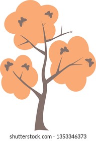 sihluete trees and butterflies