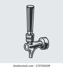 Sihluette Of Cold Beer Tap For Pub Bar Menu Or Logo