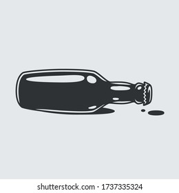 Sihluette of craft beer bottle with cap and label