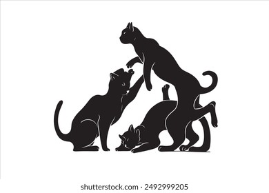 sihouette of cats in white background