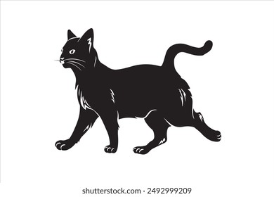 sihouette of cats in white background