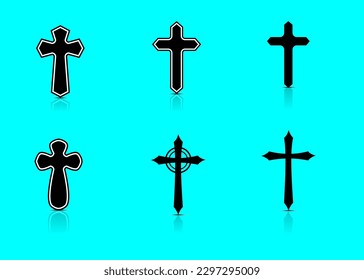 sihouette christian cross set vector and illustration for decoration object element