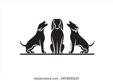 sihouette of dogs in whibackground 