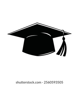 Sihouette graduation cap icon vector, black vector logo of Education cap. diploma icon on white background