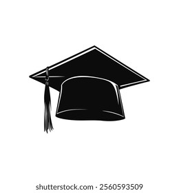 Sihouette graduation cap icon vector, black vector logo of Education cap. diploma icon on white background