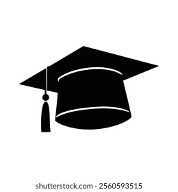 Sihouette graduation cap icon vector, black vector logo of Education cap. diploma icon on white background