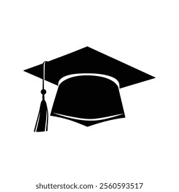 Sihouette graduation cap icon vector, black vector logo of Education cap. diploma icon on white background