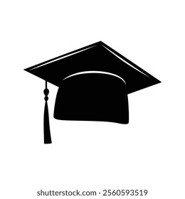 Sihouette graduation cap icon vector, black vector logo of Education cap. diploma icon on white background