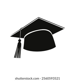 Sihouette graduation cap icon vector, black vector logo of Education cap. diploma icon on white background