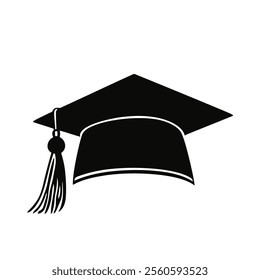 Sihouette graduation cap icon vector, black vector logo of Education cap. diploma icon on white background