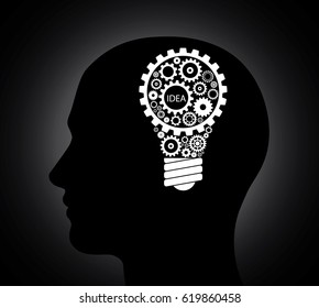 Sihouette of head, which had a idea.