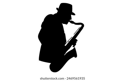 sihouette of male saxophonist illustration