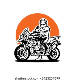 Sihouette of motorbike adventure vector art illustration isolated. Best for automotive motor related industry