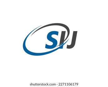 SIJ letter creative modern elegant swoosh logo design