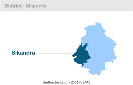 Mapa del subdistrito de Sikandra, Distrito de Kanpur Dehat, Estado de Uttar Pradesh, República de la India, Gobierno de Uttar Pradesh, Territorio indio, India oriental, política, aldea, turismo