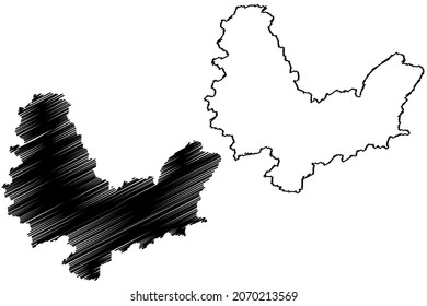 Sikar District (Rajasthan State, Republik Indien), Vektorgrafik, Skizze Sikar map