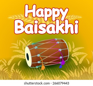 Sikh doing Bhangra, folk dance of Punjab, India for Happy Baisakhi in vector