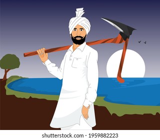 A Sikh Farmer In His Field