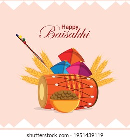 Sikh Festival Of Happy Vaisakhi Celebration Greeting Card And Background