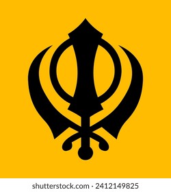 A Sikh holy symbol vector on an orange background. (for editorial or respectful spiritual design use)