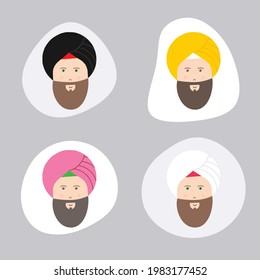 Sikh man with colourful turbans