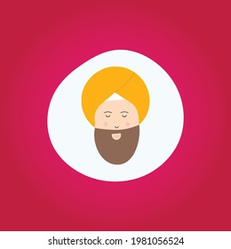 Sikh Man With Turban (Pink)