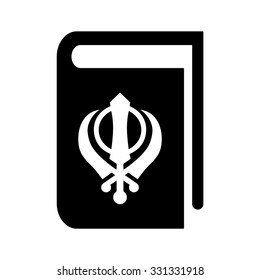 Sikhism book icon . Book icon with Khanda symbol . Vector illustration