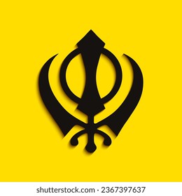 Sikhism Holy Symbol Shadow Vector Illustration