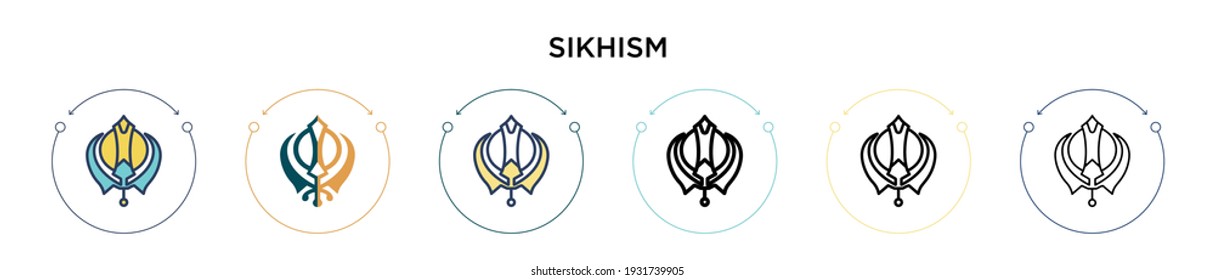 Sikhism icon in filled, thin line, outline and stroke style. Vector illustration of two colored and black sikhism vector icons designs can be used for mobile, ui, web