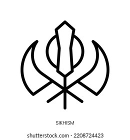 Icono de Sikhismo. Diseño De Estilo De Arte De Línea Aislado En Fondo Blanco